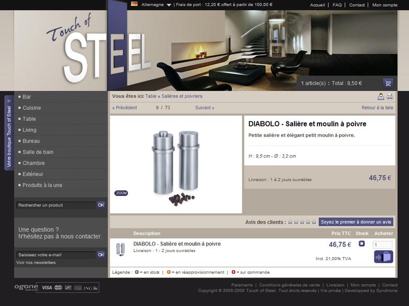 Touch Of Steel - Site ecommerce
