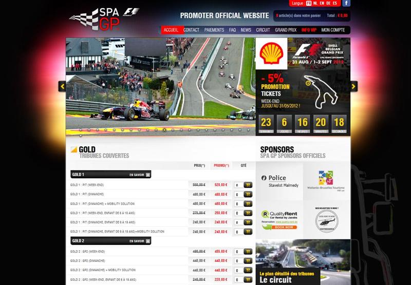 Spa GP F1 - Billeterie en ligne