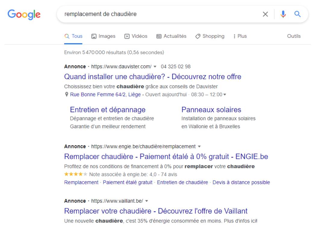 Campagne Google Ad Search